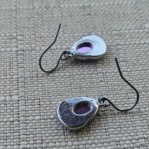 Liz Claiborne Women Earrings Purple Faux Stone Silver Tone Ear Fashion Jewelry - Picture 10 of 10